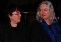 Carol Ann Duffy (left) and Gillian Clarke in conversation after the reading, Photo: O Jaquest, 9k